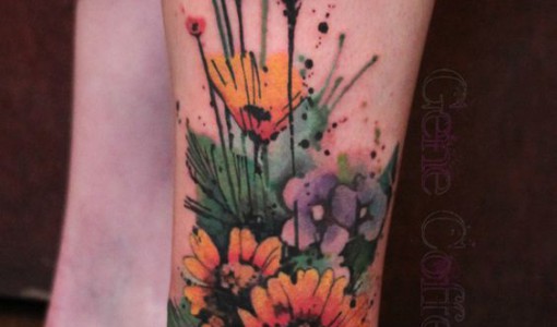 510x300 Watercolor Sunflower Tattoo Tattoo Ideas