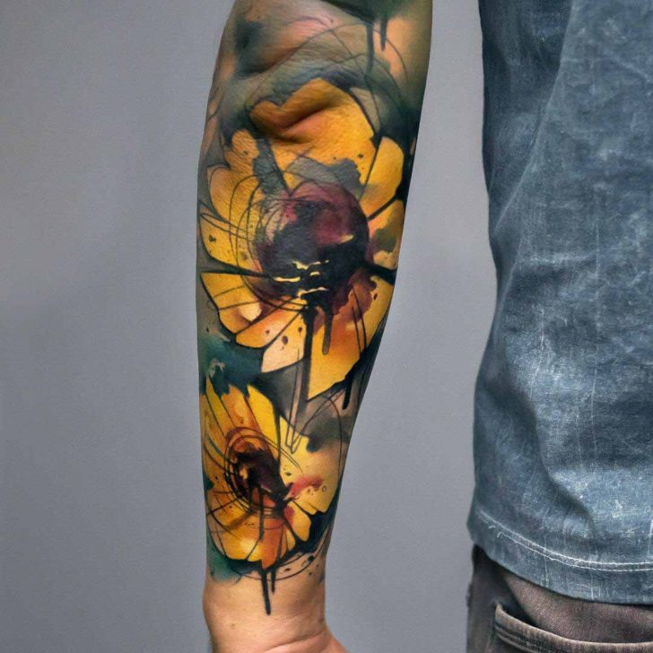 728x728 Watercolor Sunflowers Tattoo On Forearm Best Tattoo Ideas Gallery