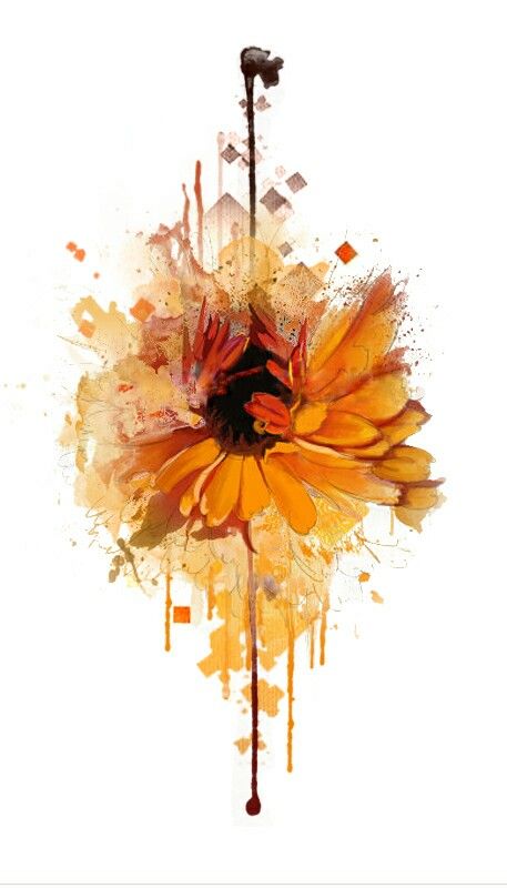 457x800 Watercolor Sunflower Tattoos