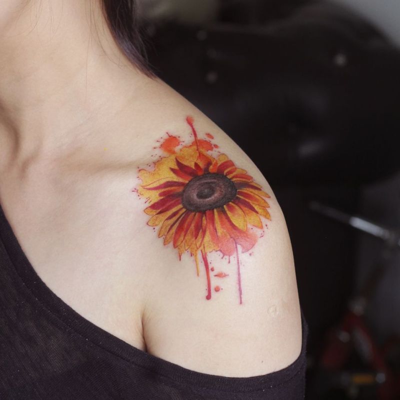 800x801 Watercolor Sunflower Tattoo (1)