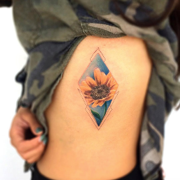 595x595 Watercolor Sunflower Tattoo