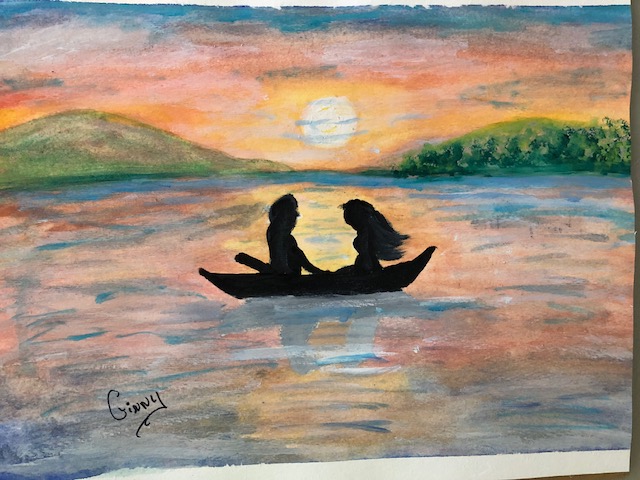640x480 Watercolor Sunset Canvas Paint