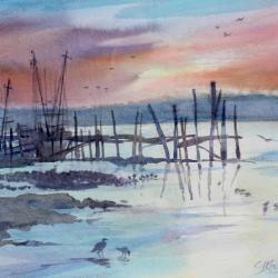 250x250 Watercolor Sunset Pier