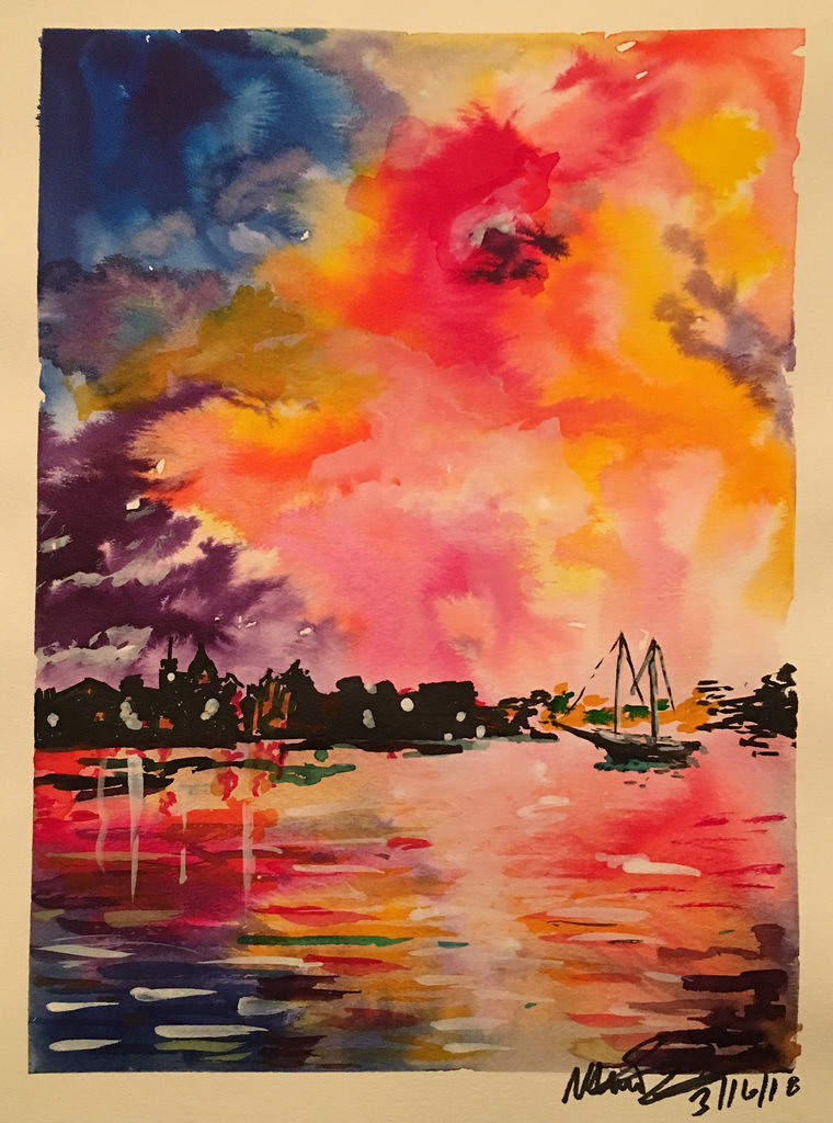 760x1024 Watercolor Sunset Mark Bonica