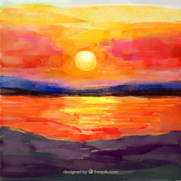 626x626 Watercolor Sunset Background Vector Free Download