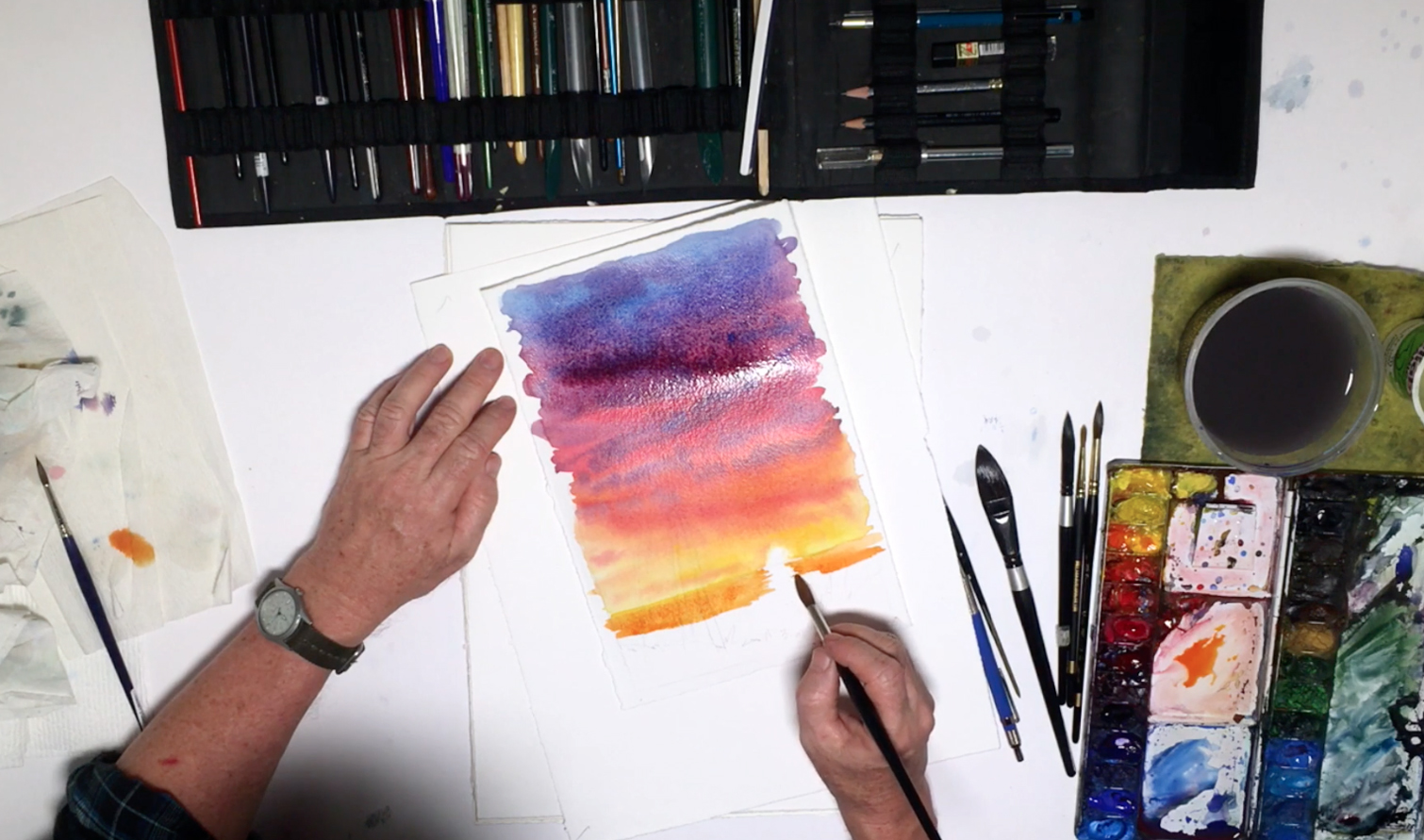 1510x891 How To Watercolor Paint A Sunset Sky With Silhouettes