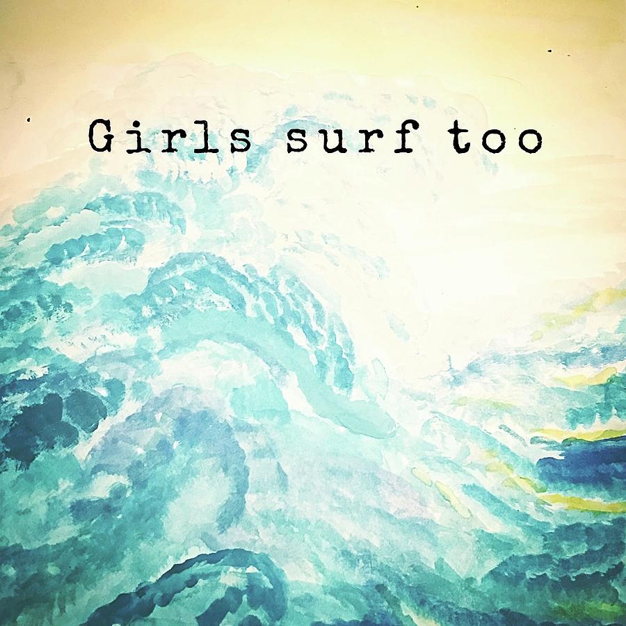 900x900 Girls Surf Too Watercolor Mixed Media By Jae Richards