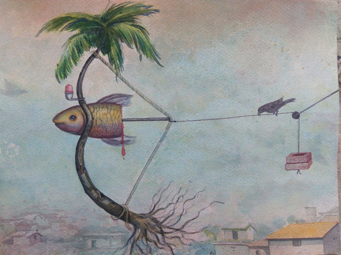 690x515 Untitled By Artist Subrat Kumar Behera Surrealism, Painting