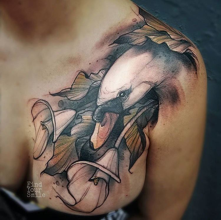 750x744 Russell Van Schaick Findyoursmile Swan Tattoo Watercolor Tattoo