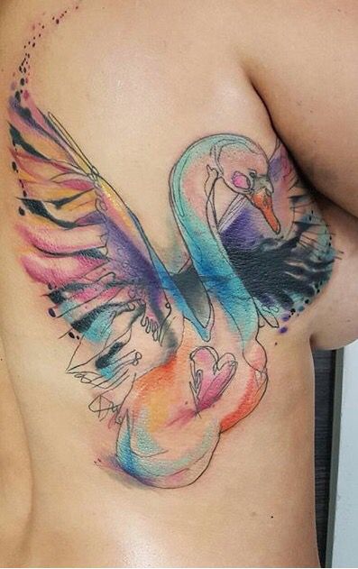 397x631 Simona Blanar Watercolor Swan Tattoo Tattoos Swan