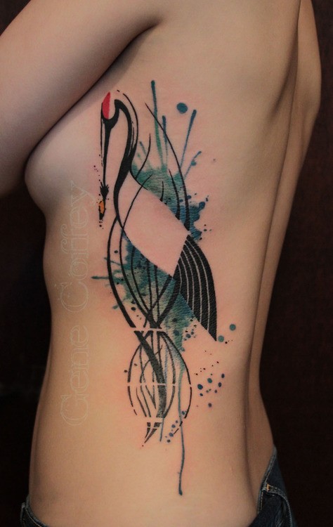 474x750 Swan Watercolor Tattoo On Side Rib Search Unique Watercolor Tattoo