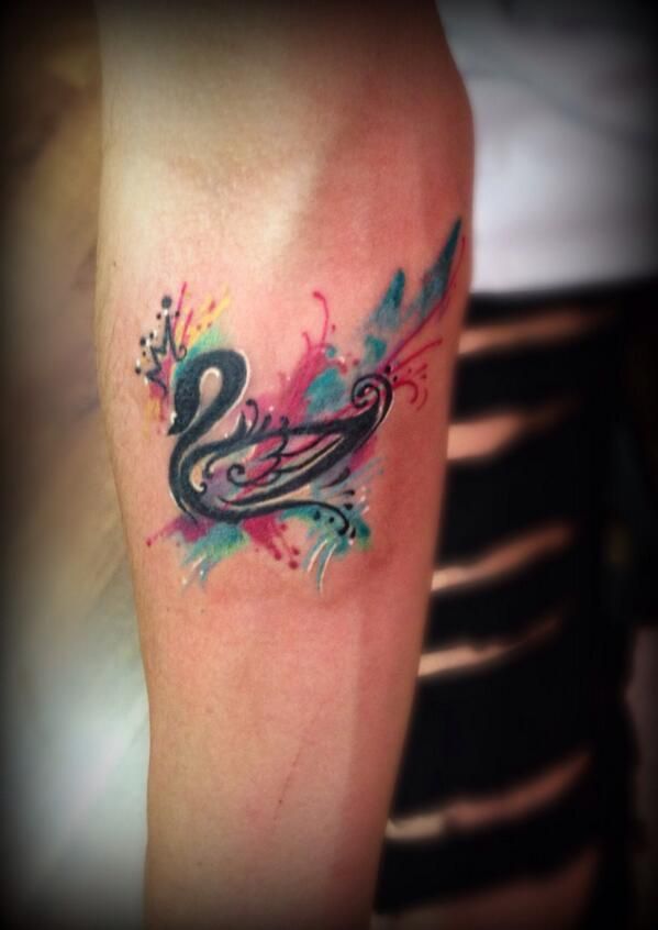 599x846 Watercolor Swan Tattoo....i Love Everything About This Except For
