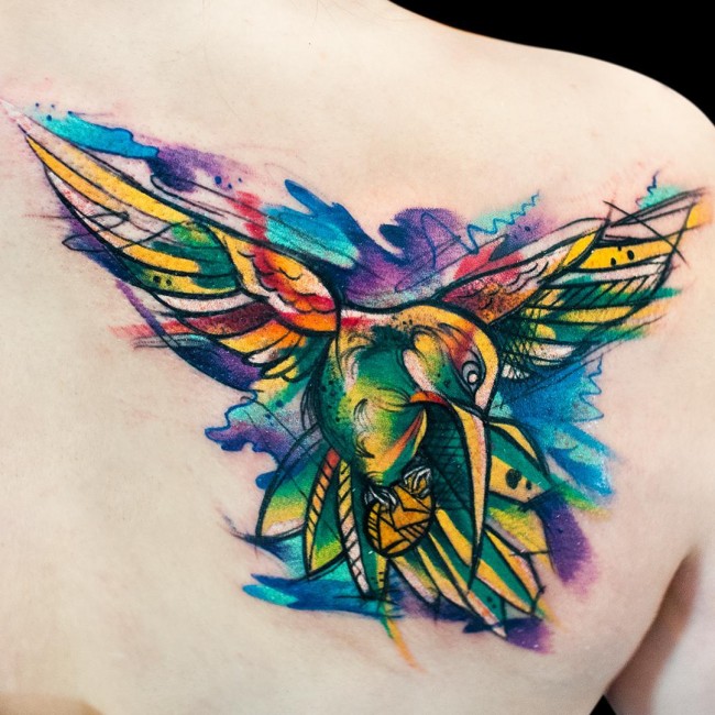 650x650 Best Watercolor Hummingbird Tattoo