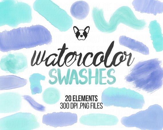570x456 Watercolor Swash Clipart Watercolor Clip Art Brush Strokes Etsy