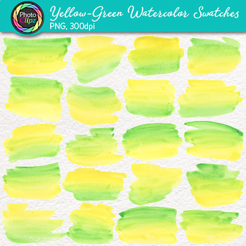 350x350 Yellow Green Watercolor Swatches Clip Art {Hand Painted Textures