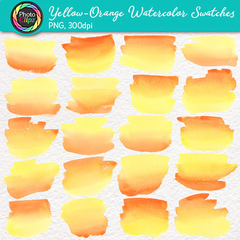350x350 Yellow Orange Watercolor Swatches Clip Art {Hand Painted Textures}