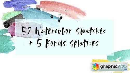 500x281 57 Watercolor Swatches + 5 Splatter Free Download Vector Stock
