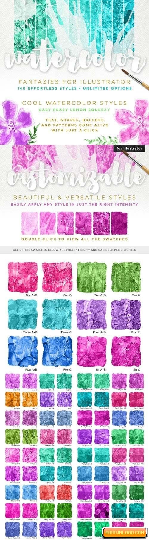 500x1804 Watercolor Fantasies Illustrator Eu Free Download Free Graphic