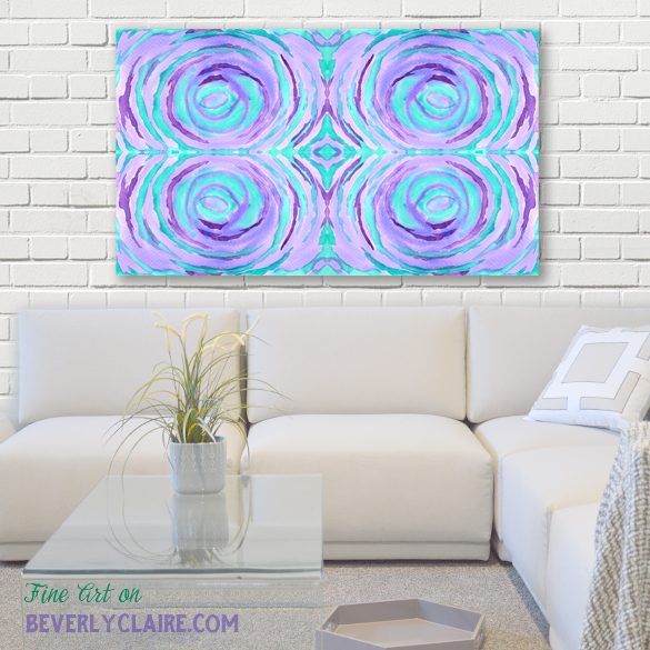585x585 Watercolor Purple Turquoise Swirl Repeating Pattern