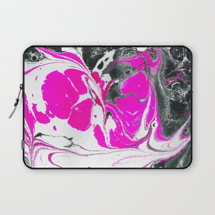 700x700 Abstract Neon Pink Black Cute Watercolor Swirls Laptop Sleeve By