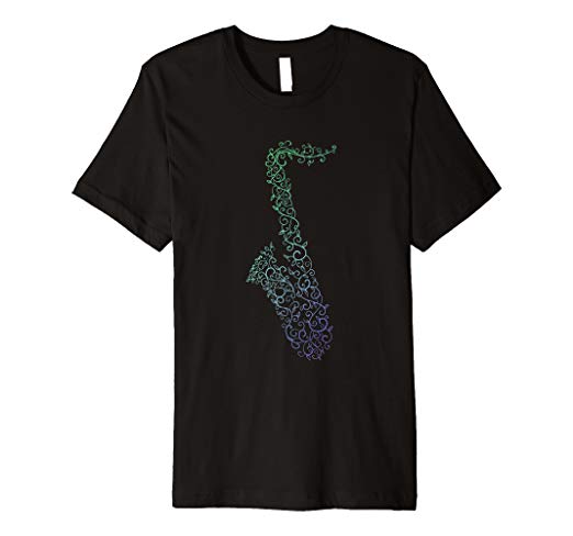 522x488 I Love Saxophone T Shirt Woodwind Music Watercolor Sax