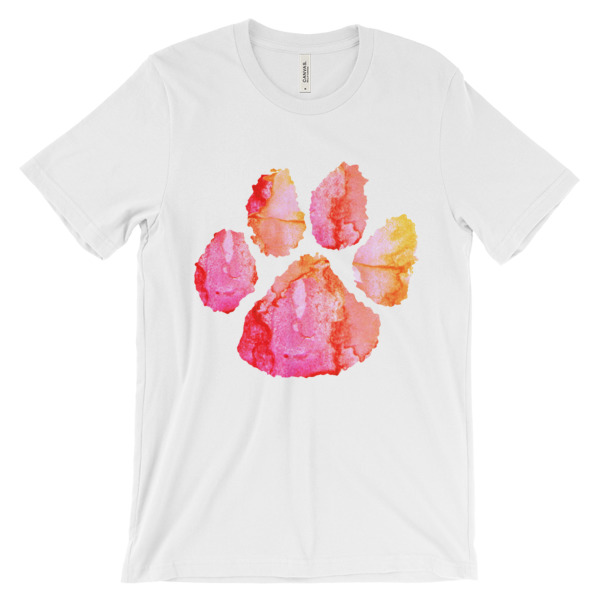 600x600 Watercolor Paw Print T Shirt Pink