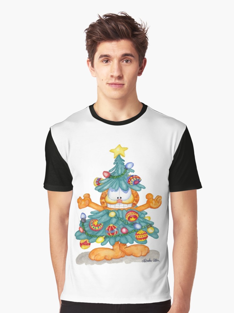 750x1000 Garfield Christmas Watercolor T Shirt Print And Cards Graphic T