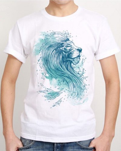400x500 Watercolor Lion T Shirt For Men Short Sleeve Design