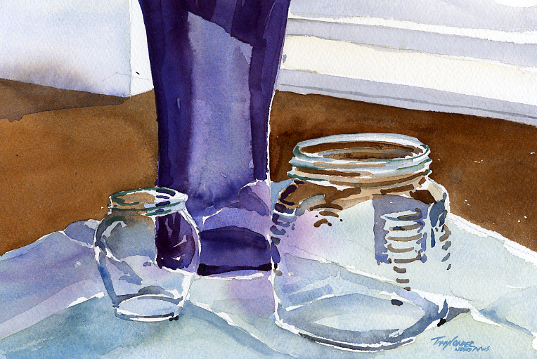 764x511 Honey And Fig Jars On Table Vermont Watercolor Artist Tony Conner