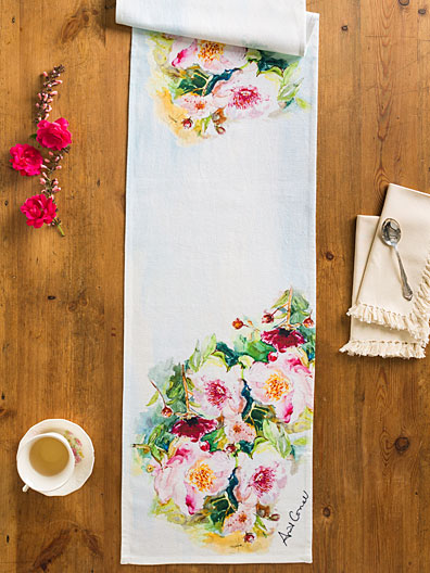 396x528 Peony Watercolor Table Runner Linens Amp Kitchen, Placemats