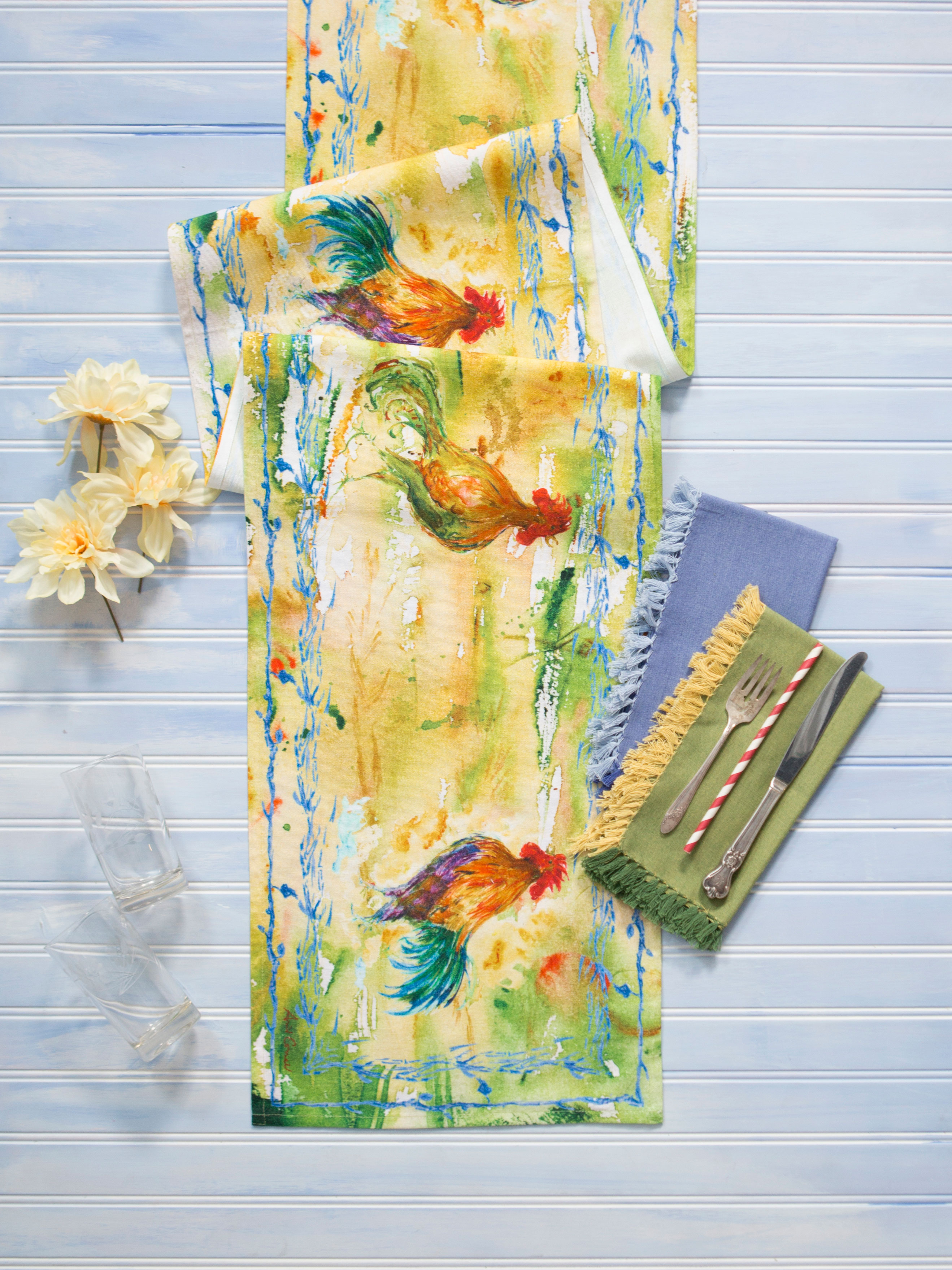 2637x3516 Rooster Watercolor Table Runner Linens Amp Kitchen, Placemats