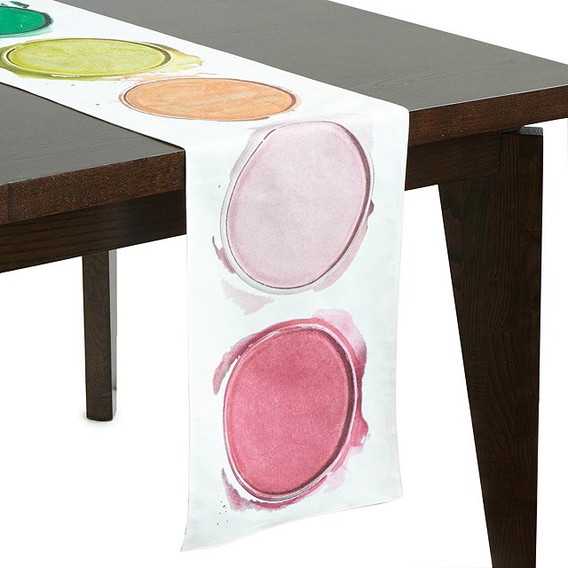640x640 Watercolor Table Runner Linen Cloth, Paint Palette Uncommongoods