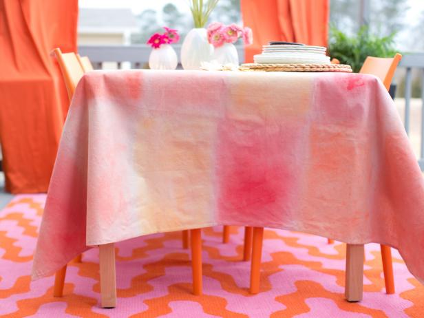 616x462 How To Make A Tablecloth From Drop Cloth Amp Watercolor Hgtv