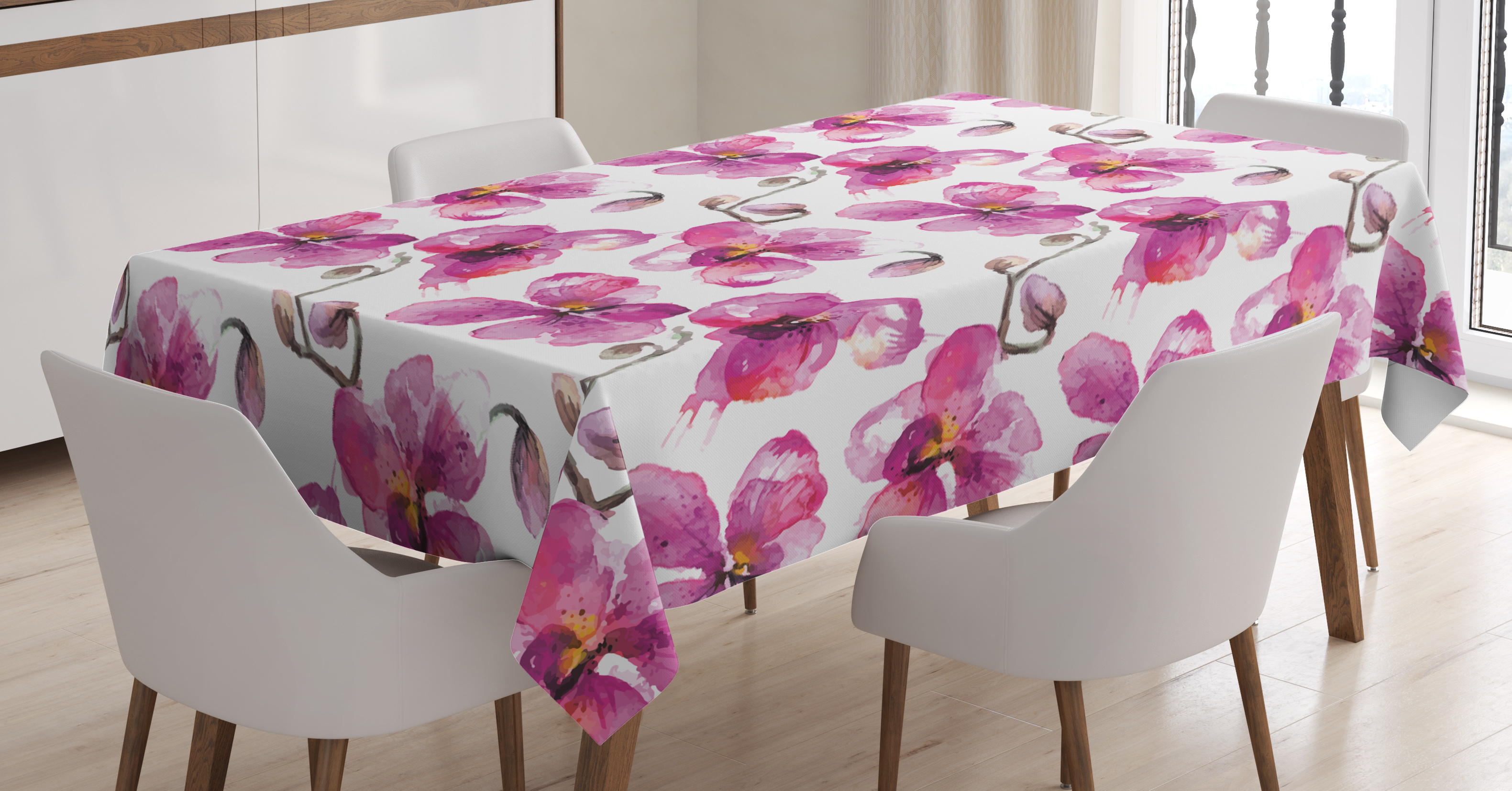 3161x1655 Watercolor Tablecloth, Flowering Orchid Branches Spring Time Feng