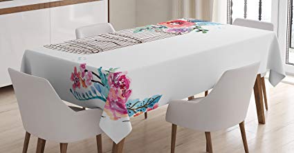 425x222 Watercolor Tablecloth By Ambesonne, Sketch Of A Bird