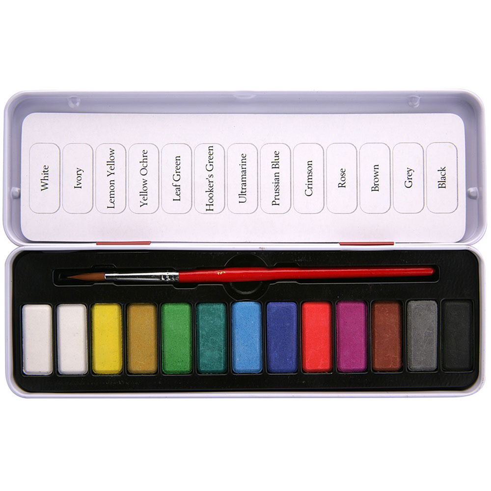1000x1000 13 Watercolour Tablets With Brush Paint Sets