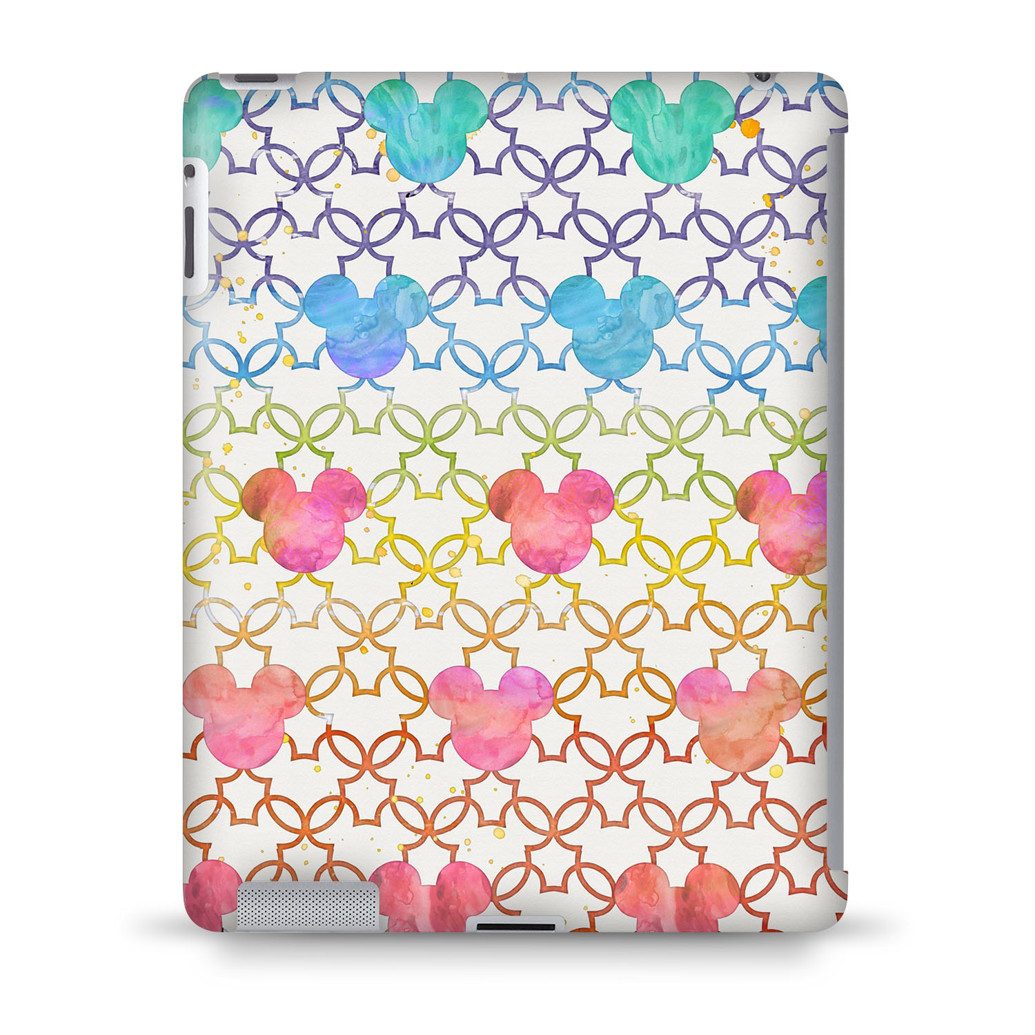 1500x1500 Mickey Watercolor Rainbow Light Tablet Hard Shell Case