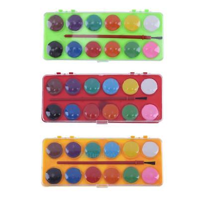 400x400 24 Colors Solid Watercolor Paint Pigments Tablet Set W Paintbrush