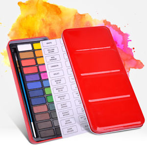 300x300 24 Colors Solid Watercolor Painting Pigments Tablet Set Art