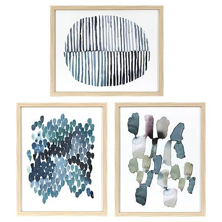 450x450 Framed Watercolor Blue Abstracts 16 X 20 3 Pack