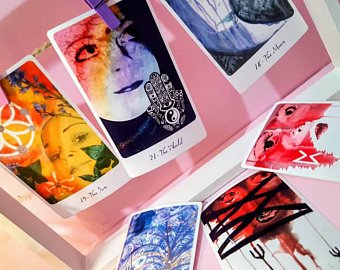 340x270 Tarot Card Watercolor Artwork Tarot Design Box Frame Art Etsy