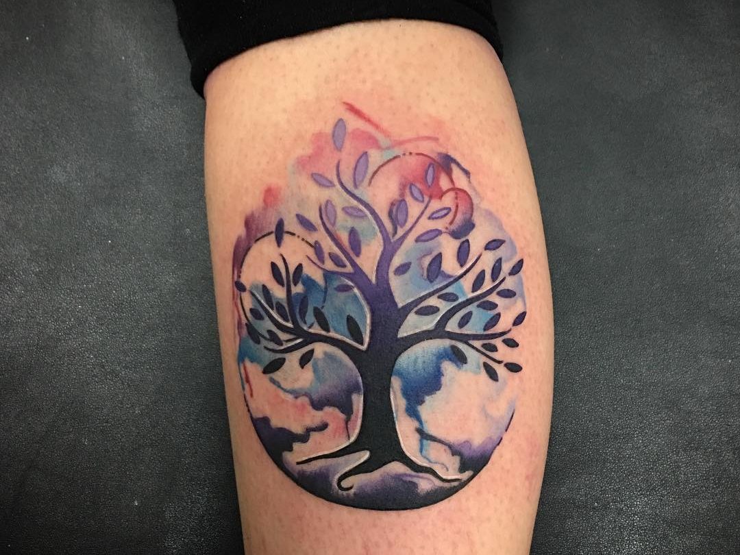 1080x810 25 Creative Tree Watercolor Tattoo Ideas Tattoozza