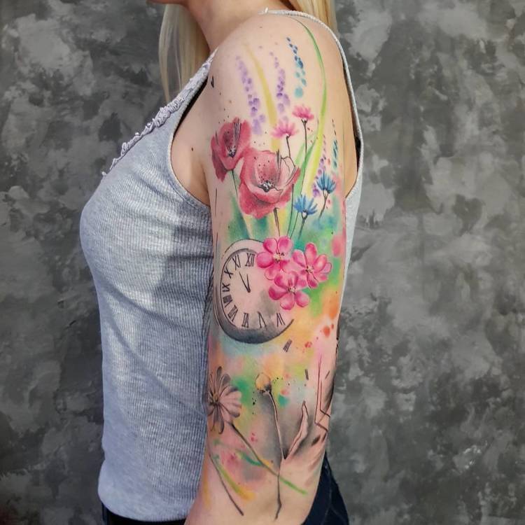 750x750 33 Poetic Watercolor Tattoo Designs By Simona Blanar