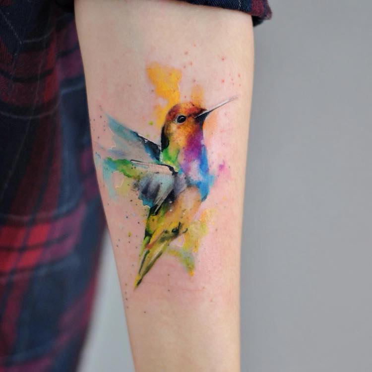 750x750 Tattoo Artist Captures Fluidity Of Watercolor Paint In Colorful