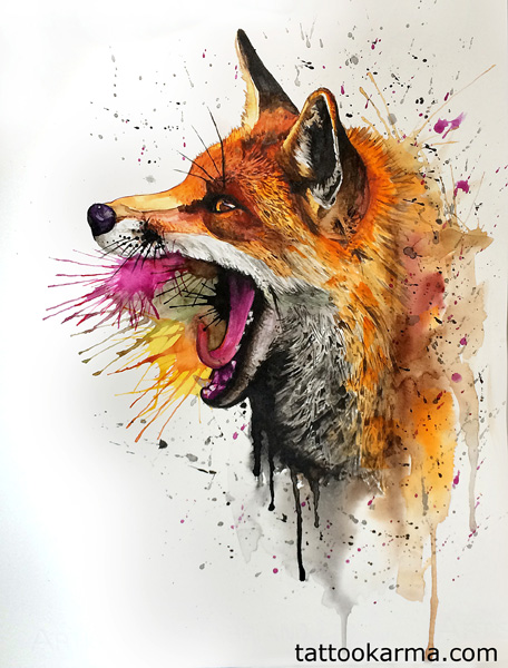 456x600 Wanna Share This Fox Watercolor Painting I Did Yesterday.