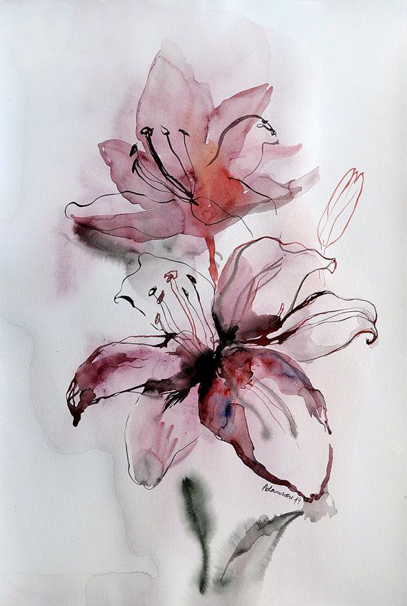 570x849 Watercolor Tattoo Flower Watercolor Artwork Watercolour Flowers