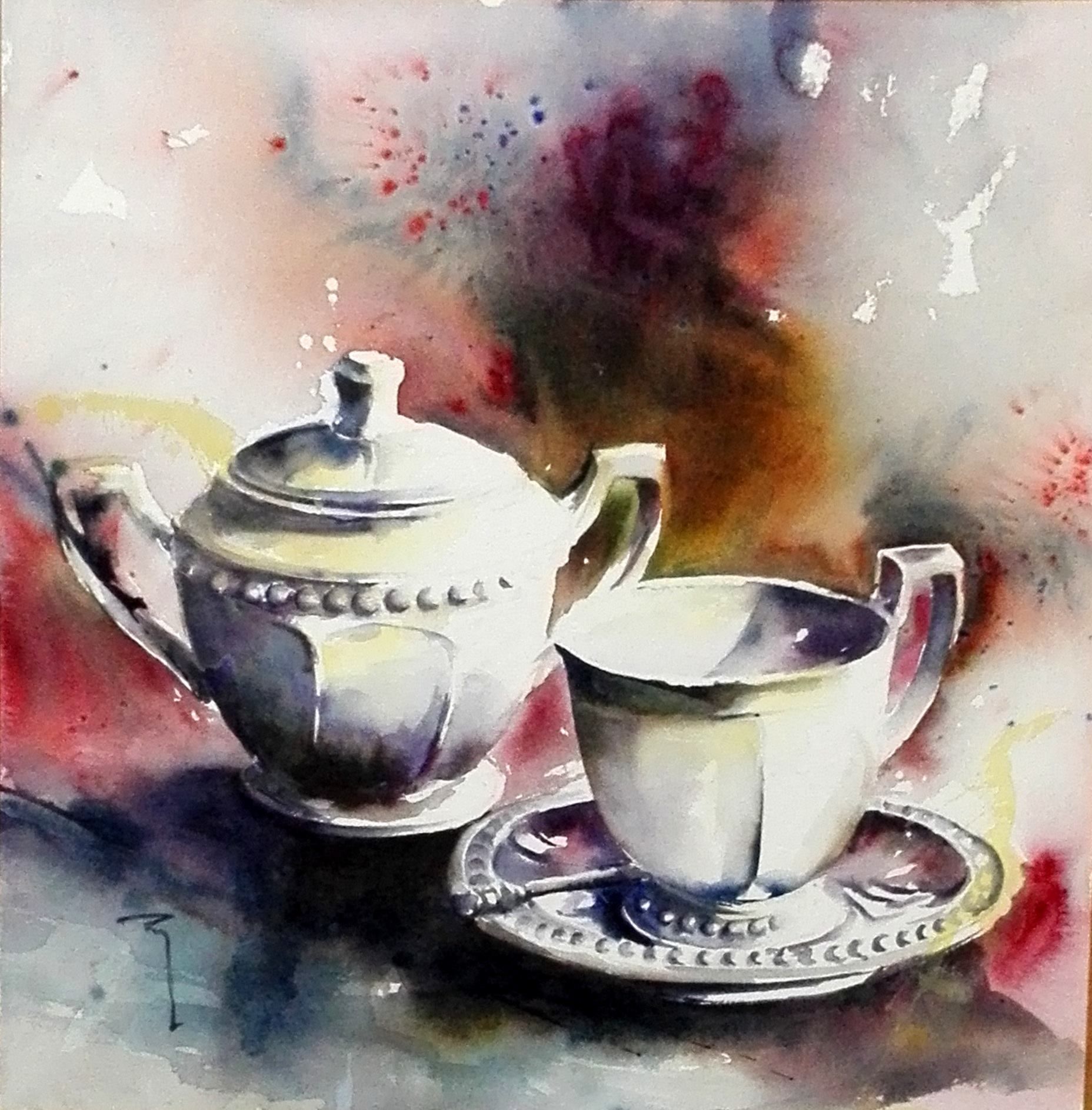 1856x1886 Watercolor Teacup Kitchen Art Teacup, Watercolor