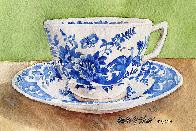 640x428 Blue And White Teacup Watercolor Having Fun Friday Nights