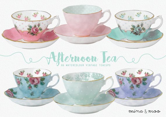 570x403 Teacup Clipart Watercolor Clipart Tea Clipart Teacup Etsy