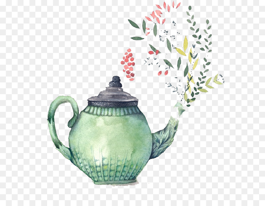 900x700 Teapot Watercolor Painting Bridal Shower Teacup